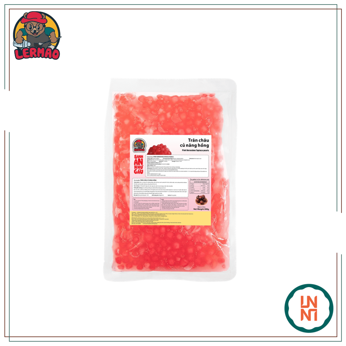 Lermao Trân Châu Củ Năng Hồng Đông Lạnh 500Gr
