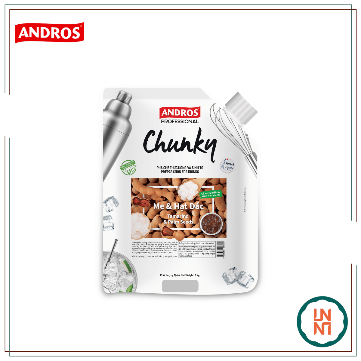 Mứt Chunky Me & Hạt Đác 1Kg (Andros Chunky Tamarind & Palm Seeds)
