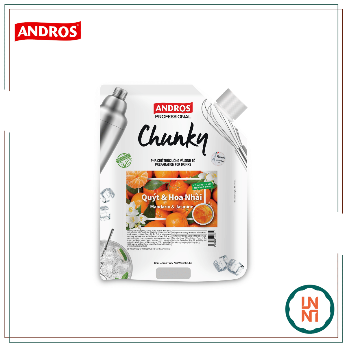 Mứt Chunky Quýt & Hoa Nhài 1Kg (Andros Chunky Mandarine & Jasmine)