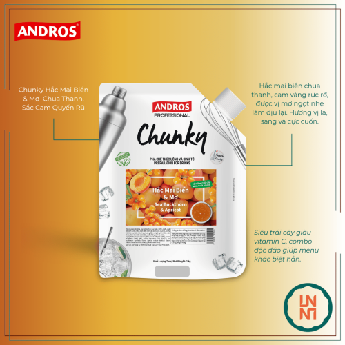 Mứt Chunky Hắc Mai Biển & Mơ 1Kg (Andros Chunky Sea Buckthorn & Apricot)