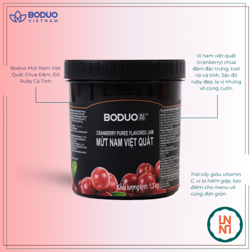 Puree Boduo Nam Việt Quất (Cranberry) 1,3Kg