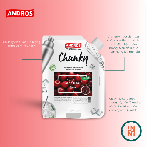 Mứt Chunky Anh Đào 1Kg (Andros Chunky Cherry)