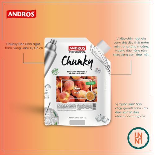 Mứt Chunky Đào 1Kg (Andros Chunky Peach)
