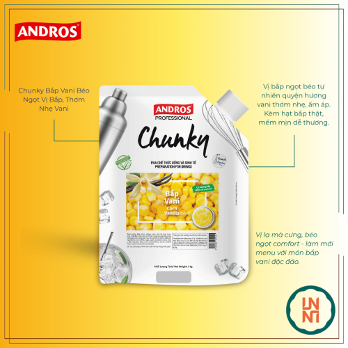 Mứt Chunky Bắp Vani 1Kg (Andros Chunky Corn Vanilla)