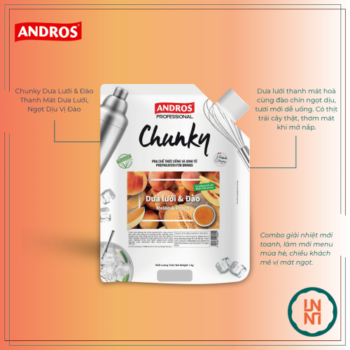 Mứt Chunky Dưa Lưới & Đào 1Kg (Andros Chunky Melon & Peach)