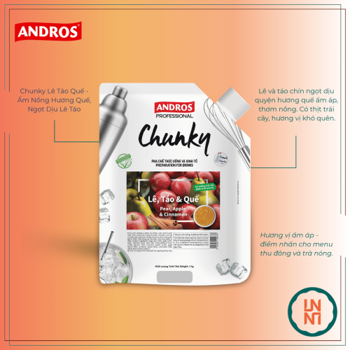Mứt Chunky Lê Táo Quế 1Kg (Andros Chunky Pear, Apple & Cinnamon)