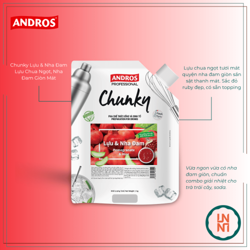 Mứt Chunky Lựu & Nha Đam 1Kg (Andros Chunky Pomegranate & Aloe)