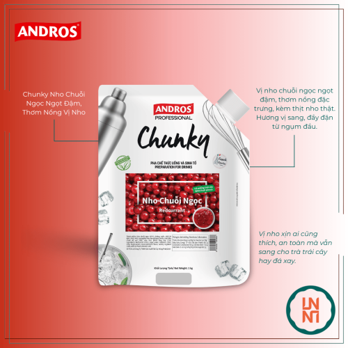 Mứt Chunky Nho Chuỗi Ngọc 1Kg (Andros Chunky Redcurrant)