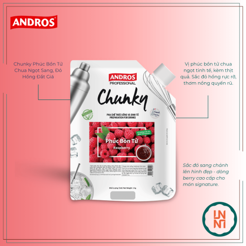 Mứt Chunky Phúc Bồn Tử 1Kg (Andros Chunky Raspberry)