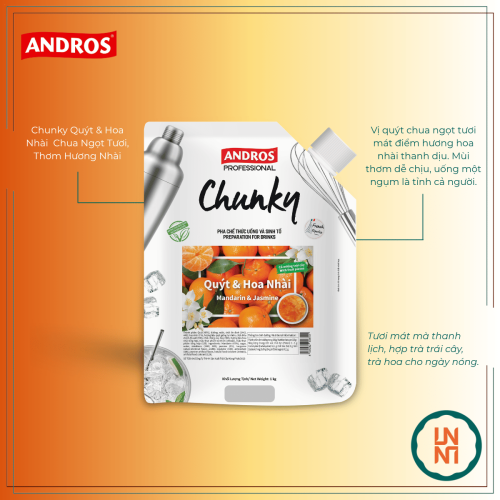 Mứt Chunky Quýt & Hoa Nhài 1Kg (Andros Chunky Mandarine & Jasmine)