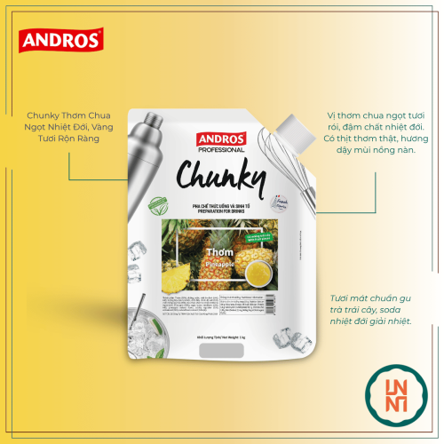 Mứt Chunky Thơm (Dứa) 1Kg (Andros Chunky Pineapple)